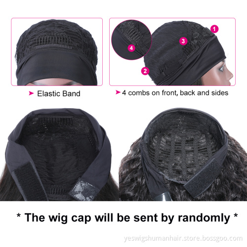 Glueless Human Hair Headband Wig Straight Human Hair Wigs for Black Women Brazilian Virgin Hair Glueless None Lace Frontal Wigs